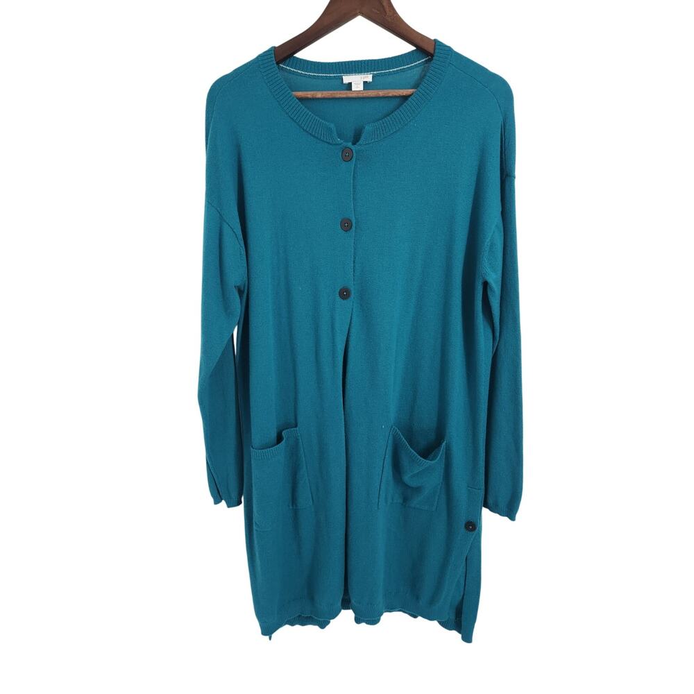 J Jill Green Button Down Sweater - Women's Large Tall